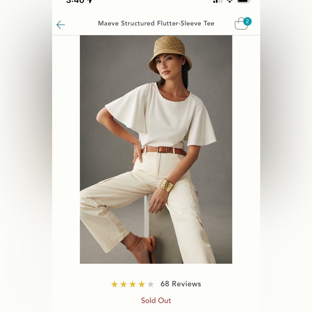 Anthropologie white flutter tee